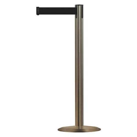 Tensabarrier Barrier Post with Belt, 13 ft Length, 38 in Post Height, No Legend, Satin Stainless Steel 889U-3S-3S-MAX-NO-B9X-C