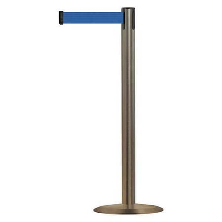 Tensabarrier Barrier Post with Belt, 13 ft Length, 38 in Post Height, No Legend, Satin Stainless Steel 889U-3S-3S-MAX-NO-L5X-C