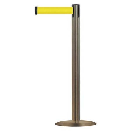 Tensabarrier Barrier Post with Belt, 13 ft Length, 38 in Post Height, No Legend, Satin Stainless Steel 889U-3S-3S-MAX-NO-Y5X-C