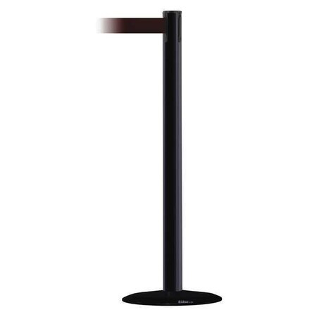 Tensabarrier Barrier Post with Belt, Black, 7 1/2 ft Length, 38 in Post Height, No Legend 889B-33-33-STD-NO-R7X-C