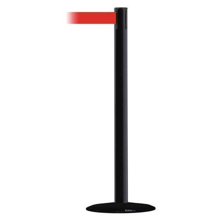 Tensabarrier Barrier Post with Belt, Black, 7 1/2 ft Length, 38 in Post Height, No Legend 889B-33-33-STD-NO-R5X-C