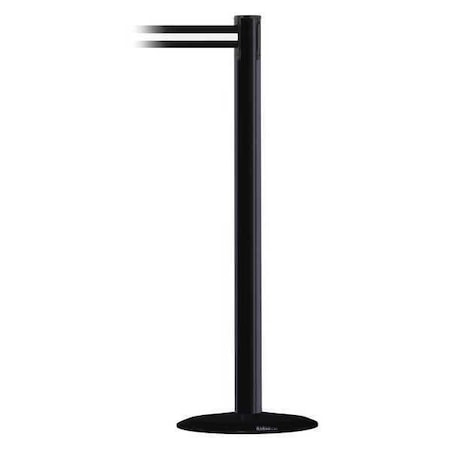 Tensabarrier Barrier Post with Belt, Black, 7 1/2 ft Length, 38 in Post Height, No Legend 889B-33-33-STD-NO-S3X-C