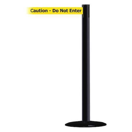 Tensabarrier Barrier Post with Belt, Black, 7 1/2 ft Length, 38 in Post Height, Caution Do Not Enter 889B-33-33-STD-NO-YAX-C