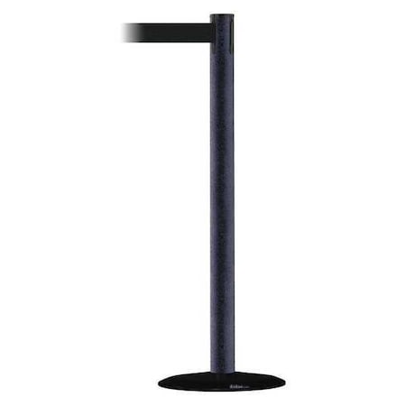 Tensabarrier Barrier Post with Belt, Black Wrinkle, 7 1/2 ft Length, 38 in Post Height, No Legend 889B-33-89-STD-NO-B9X-C