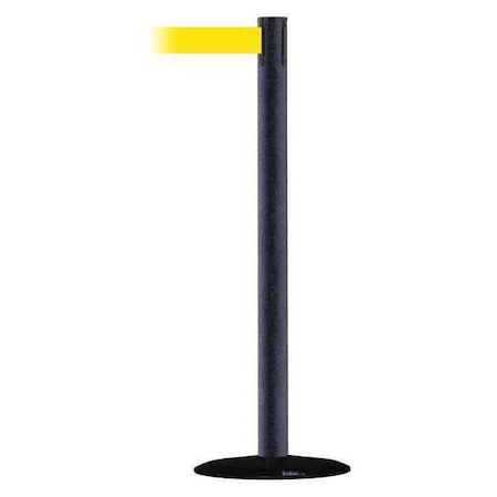 Tensabarrier Barrier Post with Belt, Black Wrinkle, 7 1/2 ft Length, 38 in Post Height, No Legend 889B-33-89-STD-NO-Y5X-C