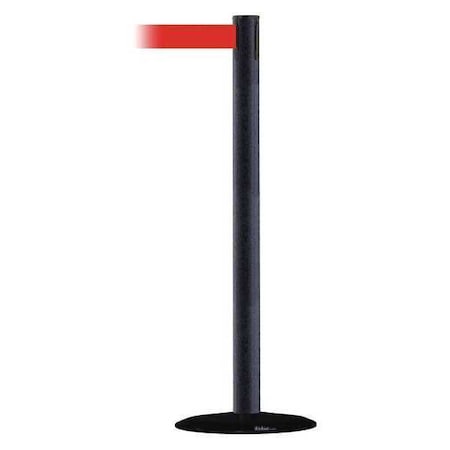 Tensabarrier Barrier Post with Belt, Black Wrinkle, 7 1/2 ft Length, 38 in Post Height, No Legend 889B-33-89-STD-NO-R5X-C