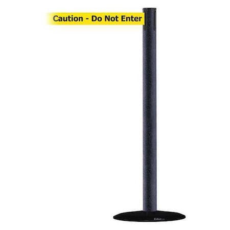 Tensabarrier Barrier Post with Belt, Black Wrinkle, 7 1/2 ft Length, 38 in Post Height, Caution Do Not Enter 889B-33-89-STD-NO-YAX-C