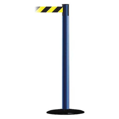 Tensabarrier Barrier Post with Belt, Blue, 7 1/2 ft Length, 38 in Post Height, No Legend 889B-33-23-STD-NO-D4X-C