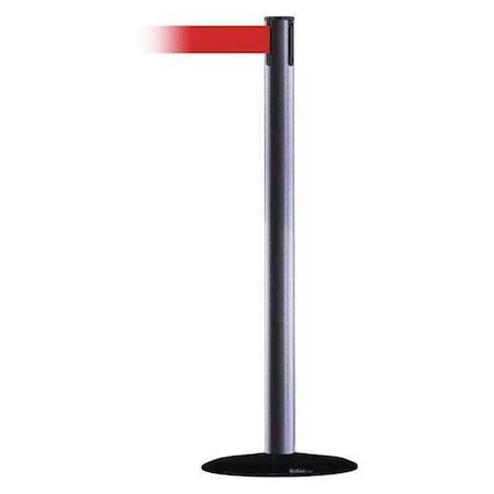 Tensabarrier Barrier Post with Belt, Hammertone Gray, 7 1/2 ft Length, 38 in Post Height, No Legend 889B-33-73-STD-NO-R5X-C
