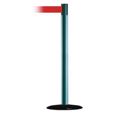 Tensabarrier Barrier Post with Belt, Green, 7 1/2 ft Length, 38 in Post Height, No Legend 889B-33-28-STD-NO-R5X-C