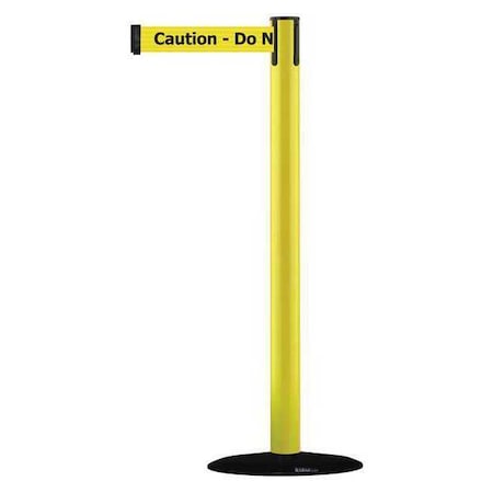 Tensabarrier Barrier Post with Belt, Yellow, 7 1/2 ft Length, 38 in Post Height, Caution Do Not Enter 889B-33-35-STD-NO-YAX-C