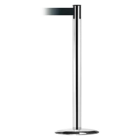 Tensabarrier Barrier Post with Belt, 7 1/2 ft Length, 38 in Post Height, No Legend, Polished chrome 889U-1P-1P-STD-NO-G7X-C