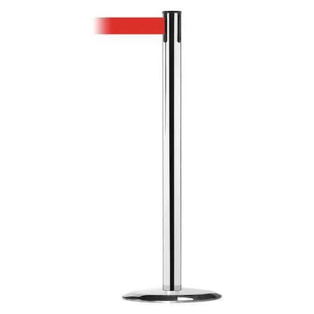 Tensabarrier Barrier Post with Belt, 7 1/2 ft Length, 38 in Post Height, No Legend, Polished chrome 889U-1P-1P-STD-NO-R5X-C