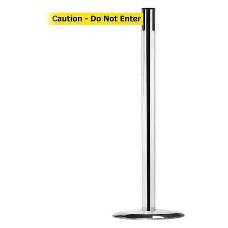 Tensabarrier Barrier Post with Belt, 7 1/2 ft Length, 38 in Post Height, Caution Do Not Enter, Polished chrome 889U-1P-1P-STD-NO-YAX-C