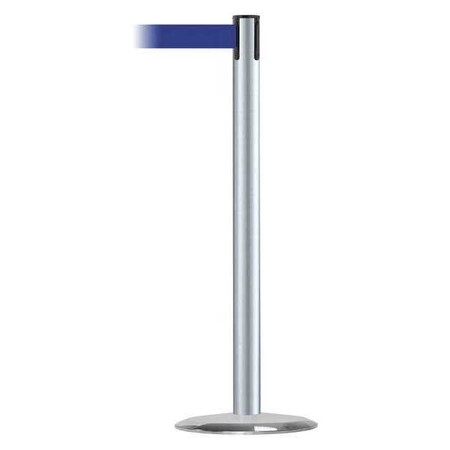 Tensabarrier Barrier Post with Belt, 7 1/2 ft Length, 38 in Post Height, No Legend, Satin Chrome 889U-1S-1S-STD-NO-L5X-C