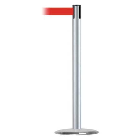 Tensabarrier Barrier Post with Belt, 7 1/2 ft Length, 38 in Post Height, No Legend, Satin Chrome 889U-1S-1S-STD-NO-R5X-C