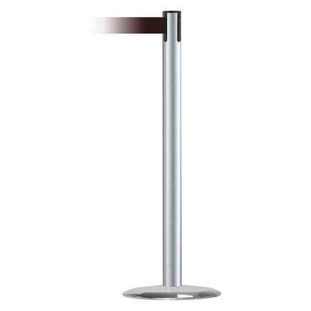 Tensabarrier Barrier Post with Belt, 7 1/2 ft Length, 38 in Post Height, No Legend, Satin Chrome 889U-1S-1S-STD-NO-R7X-C