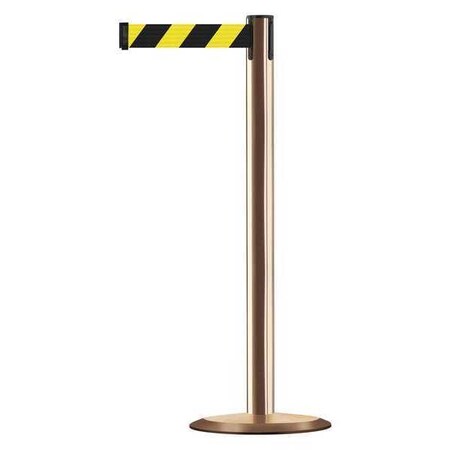Tensabarrier Barrier Post with Belt, 7 1/2 ft Length, 38 in Post Height, No Legend, Polished Brass 889U-2P-2P-STD-NO-D4X-C