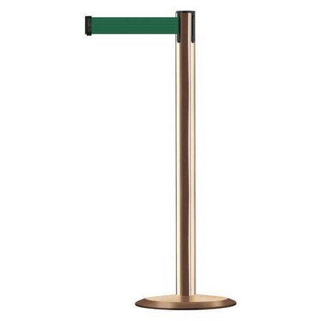 Tensabarrier Barrier Post with Belt, 7 1/2 ft Length, 38 in Post Height, No Legend, Polished Brass 889U-2P-2P-STD-NO-G7X-C