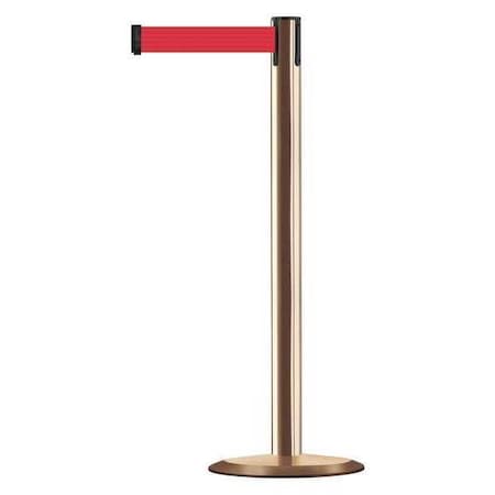 Tensabarrier Barrier Post with Belt, 7 1/2 ft Length, 38 in Post Height, No Legend, Polished Brass 889U-2P-2P-STD-NO-R5X-C