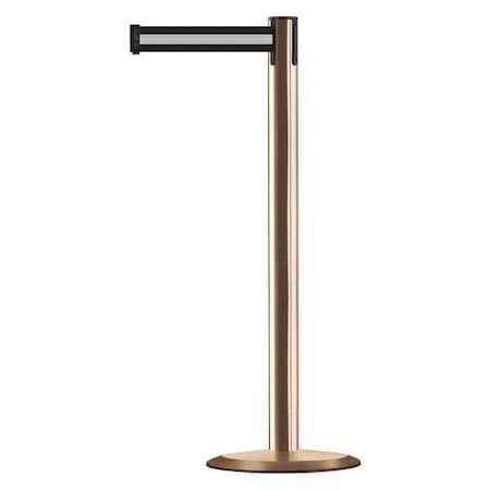 Tensabarrier Barrier Post with Belt, 7 1/2 ft Length, 38 in Post Height, No Legend, Polished Brass 889U-2P-2P-STD-NO-S3X-C