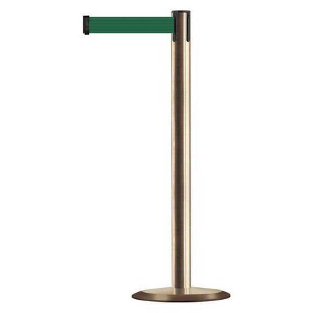 Tensabarrier Barrier Post with Belt, 7 1/2 ft Length, 38 in Post Height, No Legend, Satin Brass 889U-2S-2S-STD-NO-G7X-C