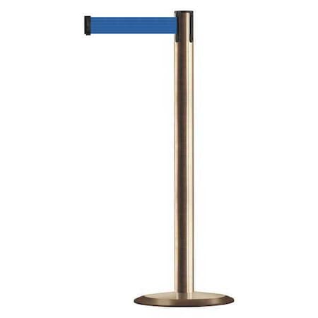 Tensabarrier Barrier Post with Belt, 7 1/2 ft Length, 38 in Post Height, No Legend, Satin Brass 889U-2S-2S-STD-NO-L5X-C
