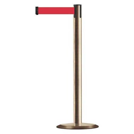 Tensabarrier Barrier Post with Belt, 7 1/2 ft Length, 38 in Post Height, No Legend, Satin Brass 889U-2S-2S-STD-NO-R5X-C