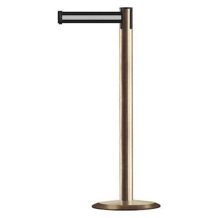 Tensabarrier Barrier Post with Belt, 7 1/2 ft Length, 38 in Post Height, No Legend, Satin Brass 889U-2S-2S-STD-NO-S3X-C