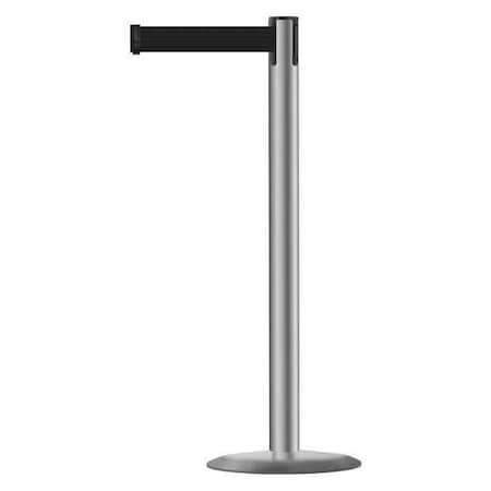 Tensabarrier Barrier Post with Belt, 7 1/2 ft Length, 38 in Post Height, No Legend, Polished Stainless Steel 889U-3P-3P-STD-NO-B9X-C