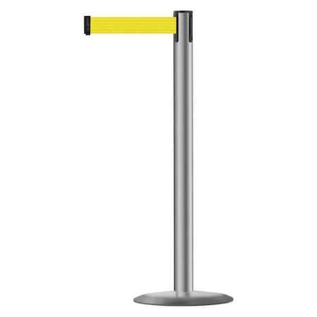 Tensabarrier Barrier Post with Belt, 7 1/2 ft Length, 38 in Post Height, No Legend, Polished Stainless Steel 889U-3P-3P-STD-NO-Y5X-C