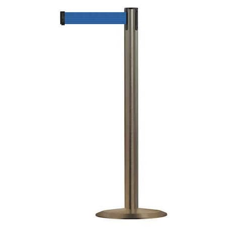 Tensabarrier Barrier Post with Belt, 7 1/2 ft Length, 38 in Post Height, No Legend, Satin Stainless Steel 889U-3S-3S-STD-NO-L5X-C