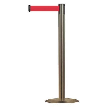 Tensabarrier Barrier Post with Belt, 7 1/2 ft Length, 38 in Post Height, No Legend, Satin Stainless Steel 889U-3S-3S-STD-NO-R5X-C
