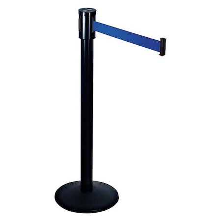 Retracta-Belt Barrier Post with Belt, Black, 15 ft Length, 40 in Post Height, Black 321BA-BL