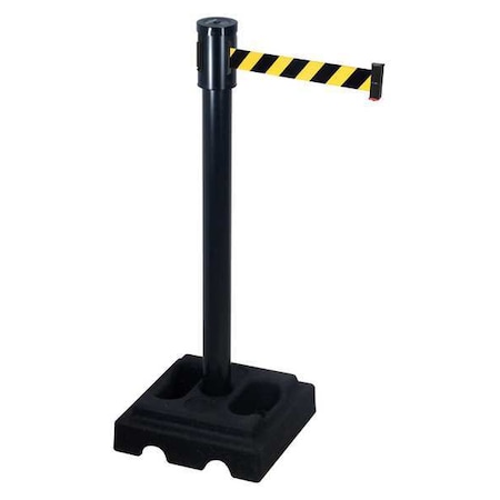 Retracta-Belt Barrier Post with Belt, Black, 15 ft Length, 40 in Post Height, Black 322PSB-BYD