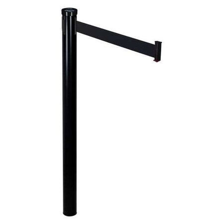 Retracta-Belt Barrier Post with Belt, Black, 10 ft Length, 38 in Post Height, Black 300MSBA-BK