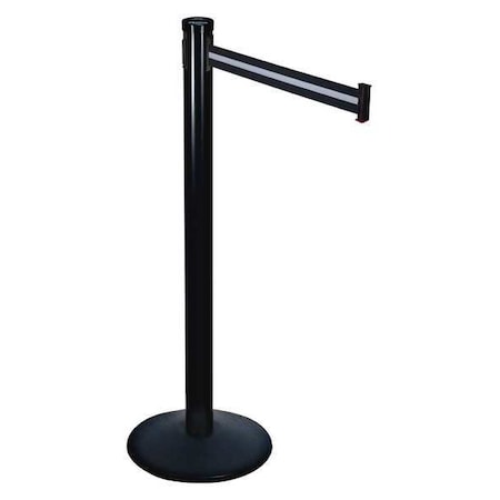 Retracta-Belt Barrier Post with Belt, Black, 10 ft Length, 40 in Post Height, Black 301BA-BW