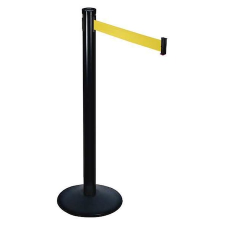 Retracta-Belt Barrier Post with Belt, Black, 10 ft Length, 40 in Post Height, Black 301BA-YW
