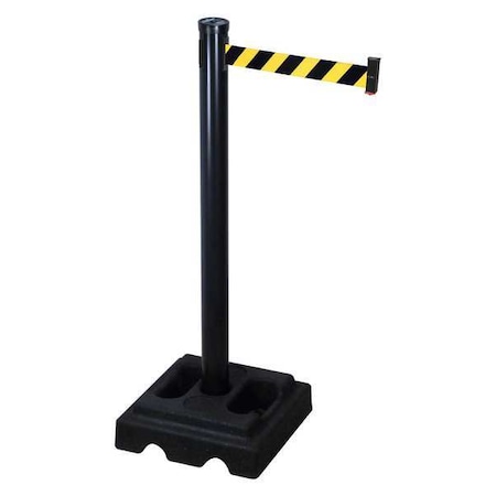 Retracta-Belt Barrier Post with Belt, Black, 10 ft Length, 40 in Post Height, Black 302PSB-BYD