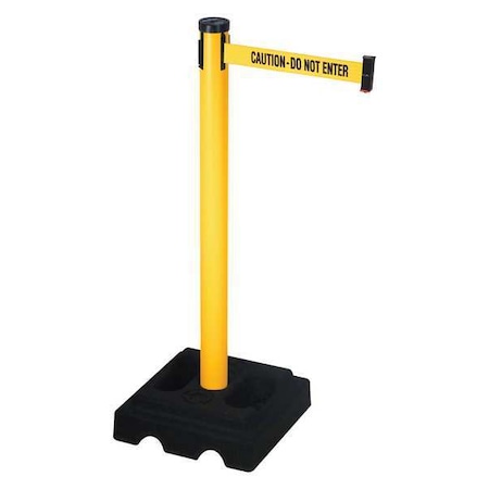 Retracta-Belt Barrier Post with Belt, Yellow, 10 ft Length, 40 in Post Height, Caution Do Not Enter, Yellow 302PYW-CAU