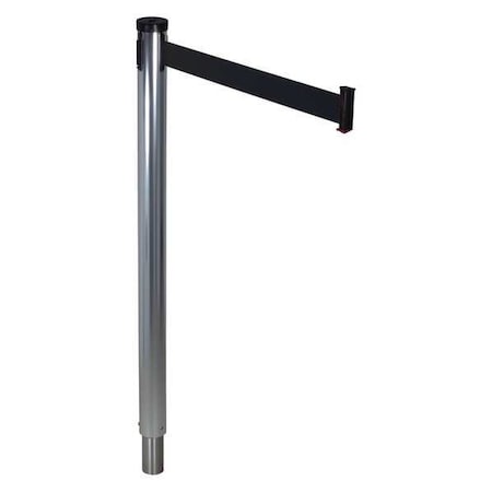 Retracta-Belt Barrier Post with Belt, Polished Aluminum, 10 ft Length, 38 in Post Height, Polished Aluminum 300RPA-BK