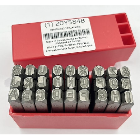 Zoro Select Hand Stamp Kit, Letter Set 20Y584