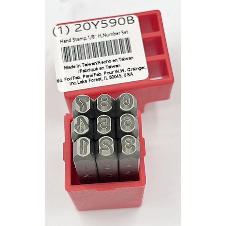 Zoro Select Hand Stamp Kit, Number Set 20Y590
