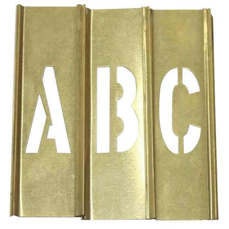Zoro Select Stencil Kit, Letter Set, A Thru Z, Punctuation, 2 in Character Height, Not Applicable Font, Brass 20Y506
