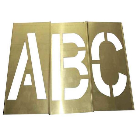 Zoro Select Stencil Kit, Letter Set, A Thru Z, Punctuation, 3 in Character Height, Not Applicable Font, Brass 20Y507