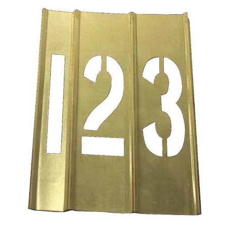 Zoro Select Stencil Kit, Number Set, Numbers, 1 in Character Height, Not Applicable Font, Brass, Yellow 20Y511