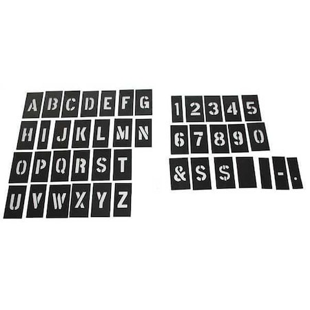 Zoro Select Stencil Kit, Combination Set, Letters and Numbers, 2 in Character Height, Not Applicable Font, PVC 20Y524