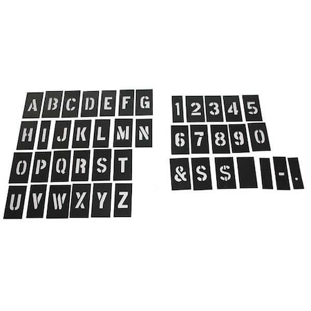 Zoro Select Stencil Kit, Combination Set, Letters and Numbers, 3 in Character Height, Not Applicable Font, PVC 20Y525