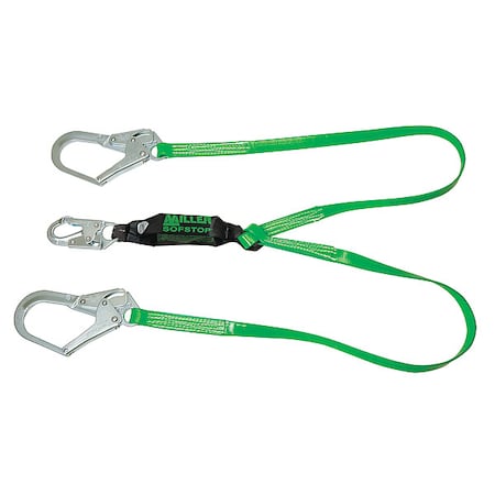 Honeywell Miller BackBiter Liquid Repellant Shock Absorbing Lanyard, Snap Hook, Steel, 2 Leg(s) 8798PCR/6FTGN
