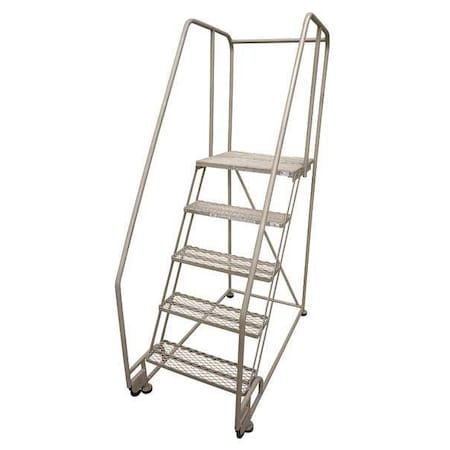 Cotterman 80 in H Steel Tilt and Roll Ladder, 5 Steps, 450 lb Load Capacity 5TR18A1E20B8C1P6